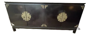 1940s Ebony Asian Style Credenza