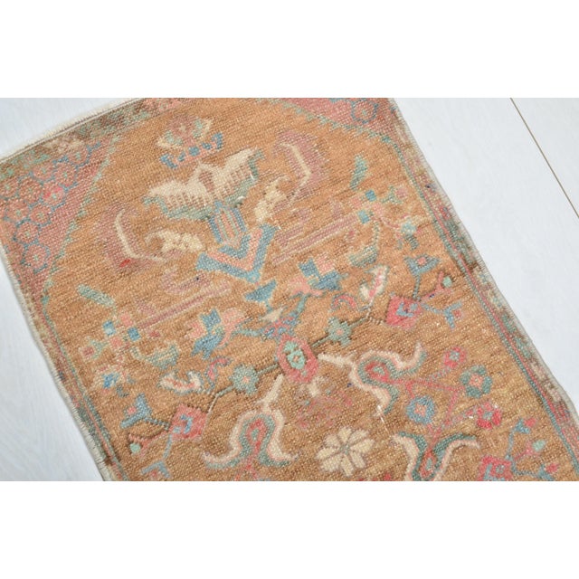 1960s Mid 20th Century Small Handknotted Floral Rug For Sale - Image 5 of 5