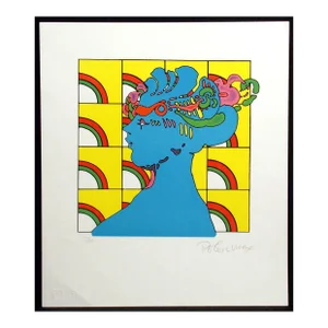 Peter Max "Lady on Pattern" Signed Pop Art Unframed Lithograph