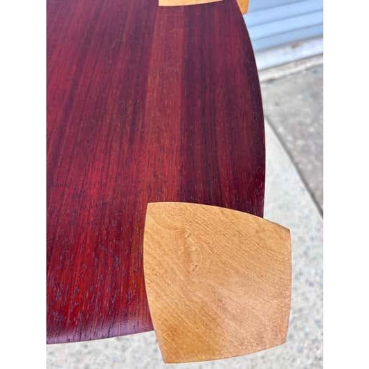 Late 20th Century Jeffrey Greene Postmodern Side Table, Mahogany & Curly Maple, 1990 For Sale - Image 5 of 8