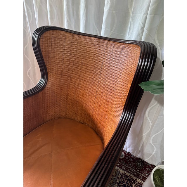 Mid-Century Modern 1960s Sculptural Mid-Century Modern Bentwood Lounge Chair With Cane Panels and Leather Seat For Sale - Image 3 of 6