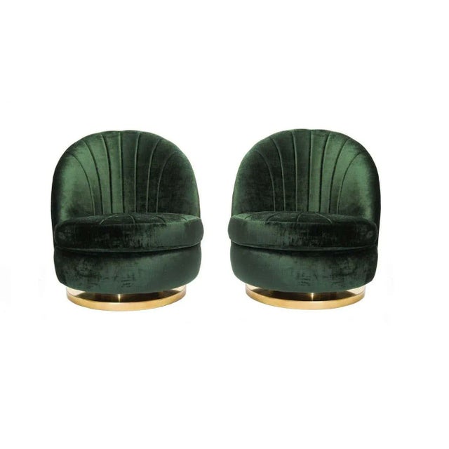 This pair of modern chairs designed by Milo Baughman for Thayer Coggin from the 1980s. These chairs are reminiscent of...