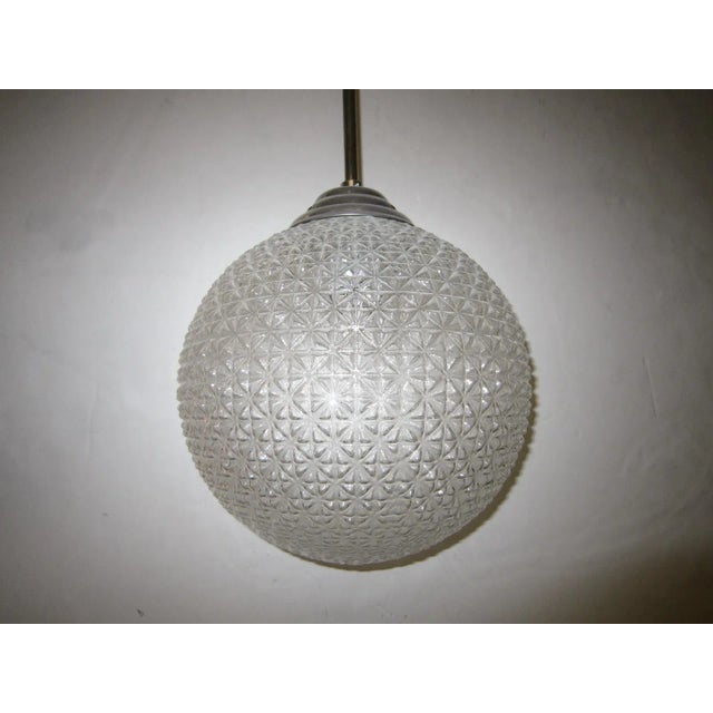 Mid 20th Century French Modernist Glass Globe Shaped Chandeliers - Set of 3 For Sale - Image 5 of 13