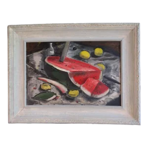 Edgar O. Kiechle - Still Life - Watermelon and Lemons - Oil on Board