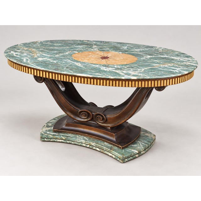Italian Alps Green Marble Table with Grissinato Edge, 1935 For Sale - Image 12 of 12