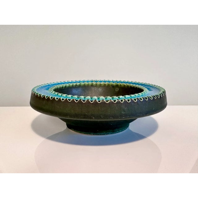 Rimini Blue Glazed Ceramic Art Bowl with Broken Glass Inlay, 1960s For Sale - Image 6 of 12