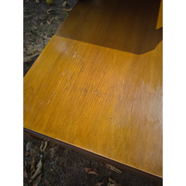 Animal Skin Vintage Stickley Mid-Century Two-Tier Leather Top Step End Tables - A Pair For Sale - Image 7 of 17