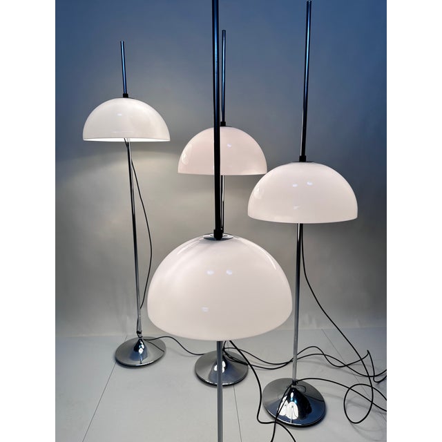 Height-Adjustable Mushroom Floor Lights with Chromed Tulip Bases by Frank Bentler for Wila Leuchten, West Germany, 1960s, Set of 4 For Sale - Image 9 of 18