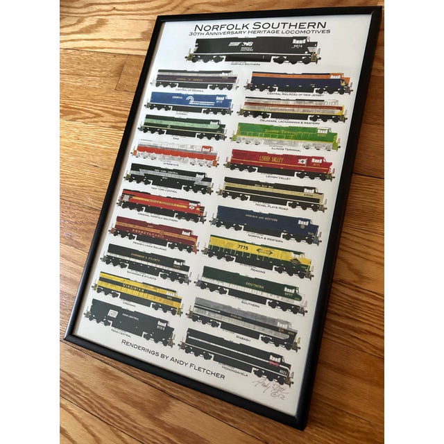 Contemporary Norfolk and Southern Locomotive Original Poster, Framed For Sale - Image 3 of 7