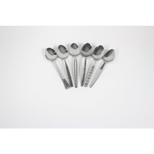 You will get the exact spoons pictured. Curated vintage mismatched set of six mid century modern stainless steel table or...