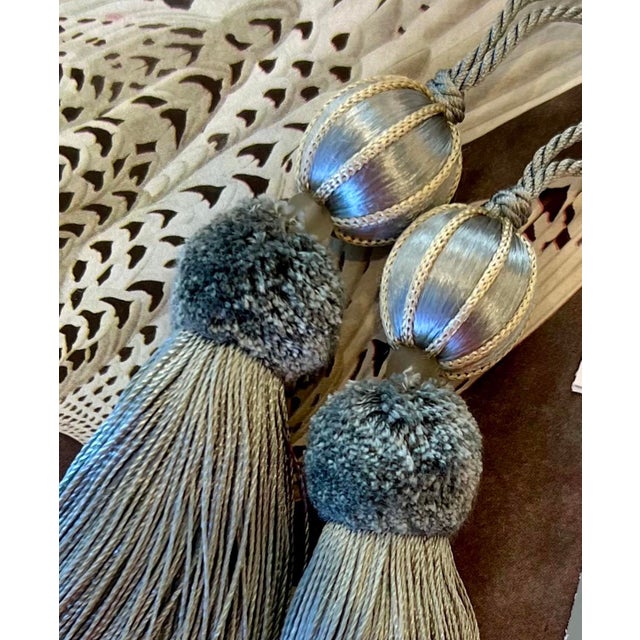 2010s Petite Bluestone Color Beaded Key Tassels - A Pair For Sale - Image 5 of 11