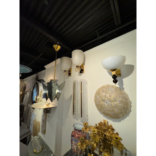 Early 21st Century Modern Cone Form Murano Glass and Brass Sconces For Sale - Image 5 of 5