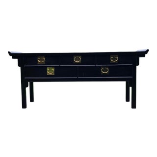 Vintage Century Furniture Black Lacquer Console Table For Sale