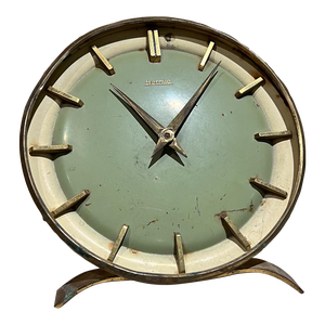 Vintage Franz Hermle Art Deco Green Desk Clock Germany