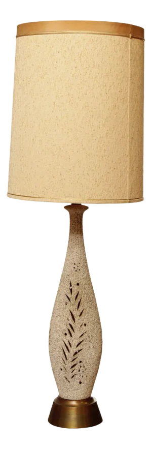 Mid Century Modern Textured Glazed Tall Terracotta Table Lamp
