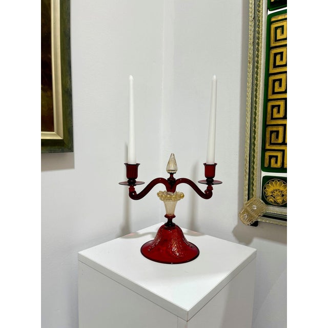 Price reduced $500. Now only $499! Attributed to Salviati. Gorgeous deep red color with gold accents. Incredible condition...