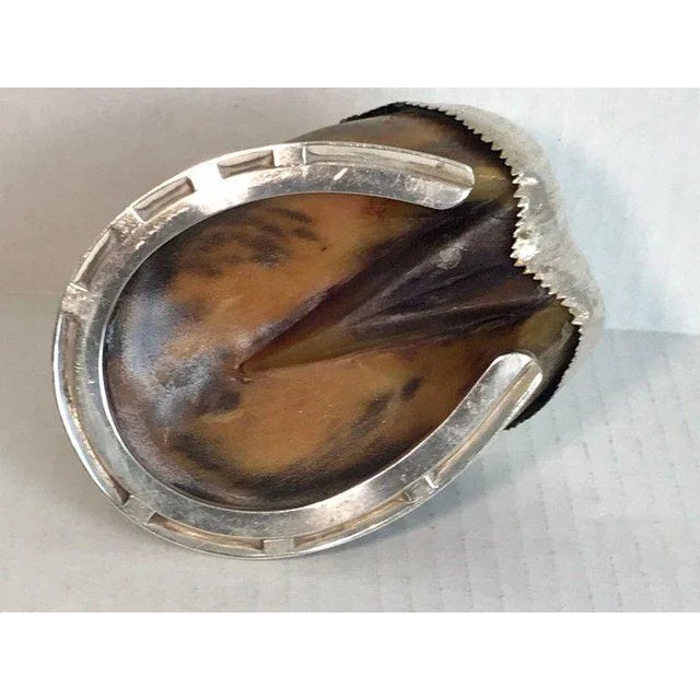 English Officers Equestrian silver plate, enamel and hoof inkwell, an exquisite example with a portrait of the beloved...