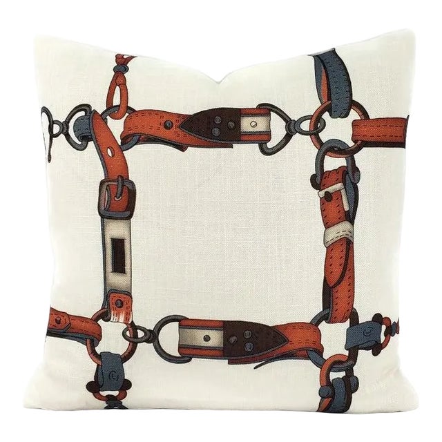 Gaston Y Daniela Linares in Azul and Teja Pillow Cover For Sale