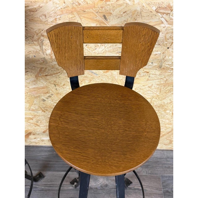 Wood Vintage Brutalist Bar Stools in Iron and Wood, 1960s, Set of 2 For Sale - Image 7 of 18