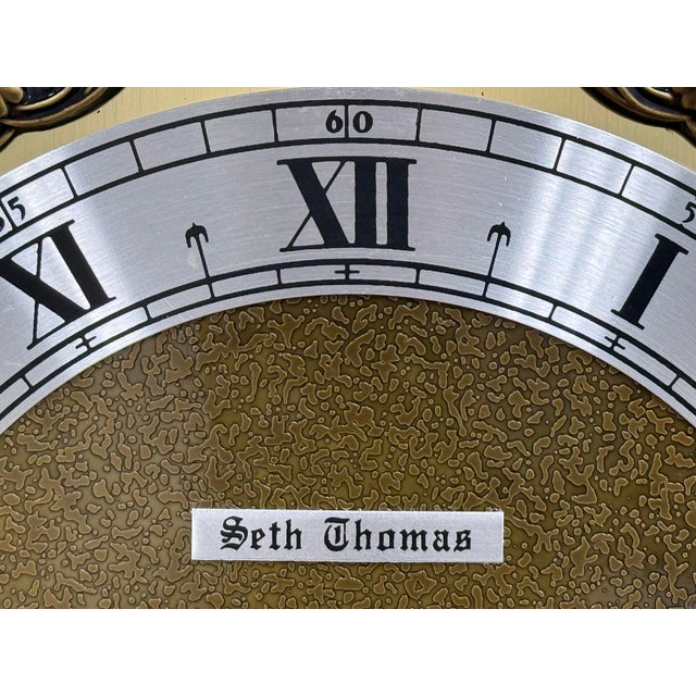 Metal Seth Thomas Legacy Westminster Chime Mantel Clock For Sale - Image 7 of 12