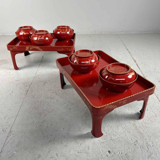 Taisho Era Shu-Nuri Ozen Dinner Set, Japan, 1920s, Set of 7 For Sale - Image 15 of 15