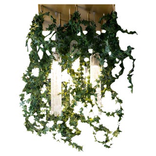 Flower Power Ceiling Lamp with Murano Glass and Artificial Ivy from VGnewtrend For Sale