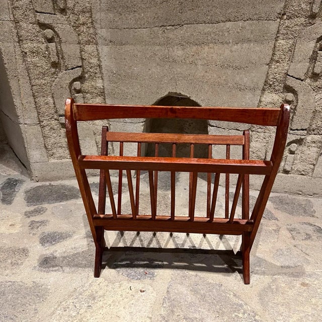 Wood Sculptural Teakwood Magazine Rack Ernest Sohn for Etco Danish Mid-Century Modern For Sale - Image 7 of 8