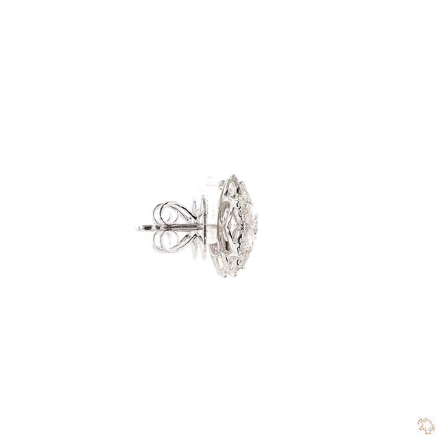 Silver 2.5 Carat Round Brilliant Cut Diamond Gold Earrings, Pair For Sale - Image 8 of 9