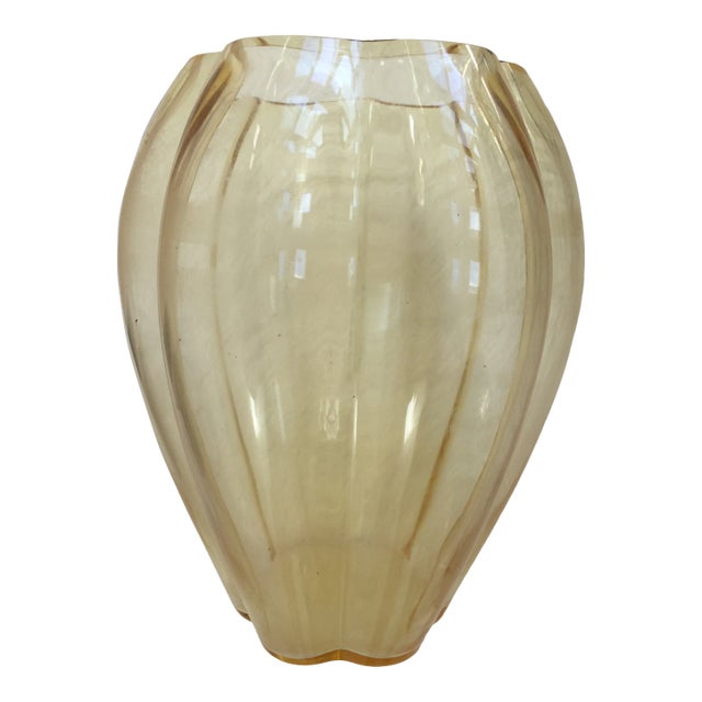 George Sakier for Fostoria Glass Company Gold “Lotus” Vase For Sale