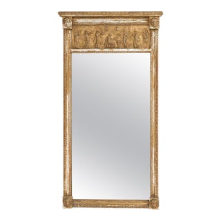 1900s French Wooden Mirror With Carved Figures For Sale