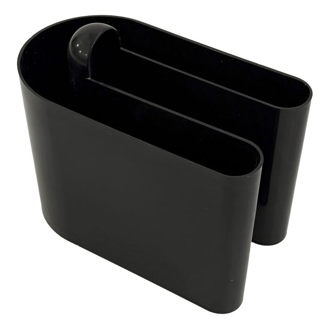 Space Age Black Magazine Rack by Rodolfo Bonetto for Bilumen, 1970s For Sale