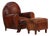 Late 20th Century Dutch Art Deco Style Leather Club Chair With Matching Ottoman For Sale