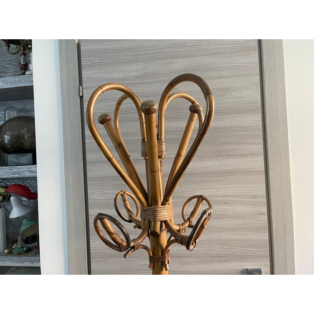 Rattan Coat Hanger, 1960s, in Very Good conditions. Designed 1960 to 1969