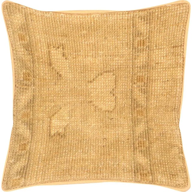 1940s Turkish Oushak Pillow. Hand sewn with fragments of Turkish hand made Oushak wool carpets. Fiber fill. 523184