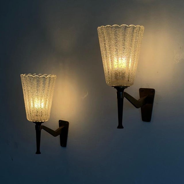 Large Murano Sconces attributed to Archimede for Seguso Vetri D Arte, 1940s, Set of 2 For Sale - Image 12 of 18