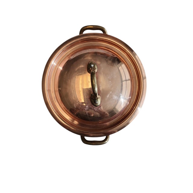 Vintage early Williams Sonoma 8 inch copper stew pot, made by Mauviel France, in excellent condition. Brass riveted...