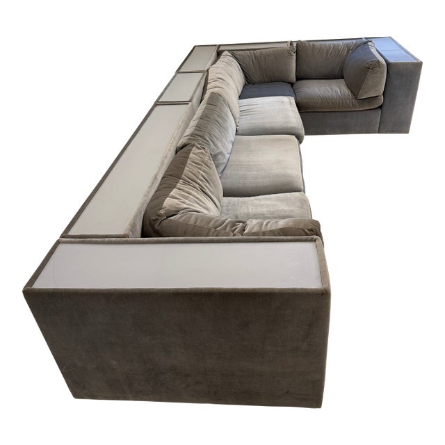 1970s Light Up Milo Baughman Couch for Thayer Coggin Modular Sectional For Sale