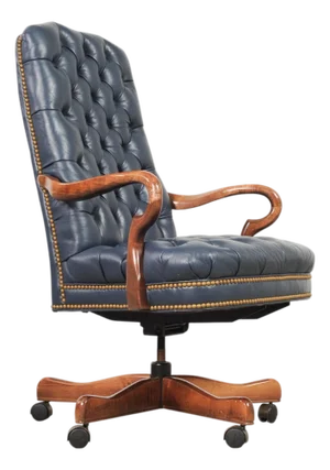 English Regency Style Tufted Leather Executive Office Chair