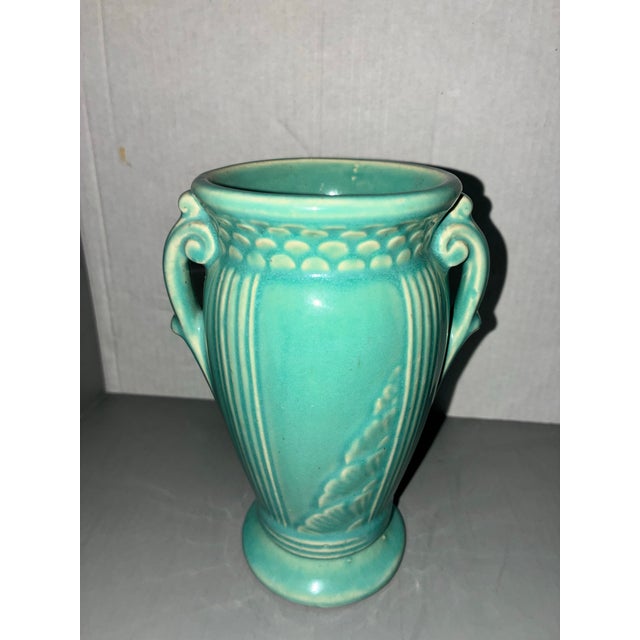 Rare 1939 Robinson Ransbottom Tionesta Vase - Teal Art Deco - Usa 157 For Sale - Image 11 of 12