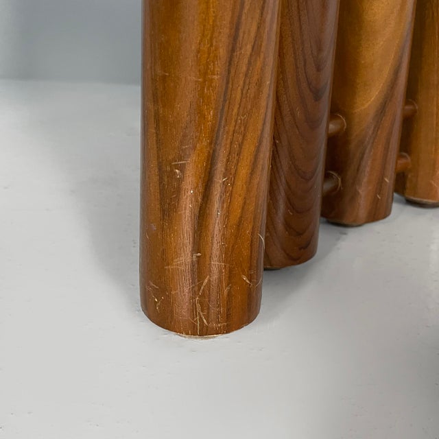Italian Modern Wood and Brown Leather Chairs by Mobilgirgi, 1970s, Set of 6 For Sale - Image 18 of 18