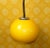 Cool, impressive 70s space-age ceiling lamp plastic body - bright yellow with elegant chrome triangle handle for height...
