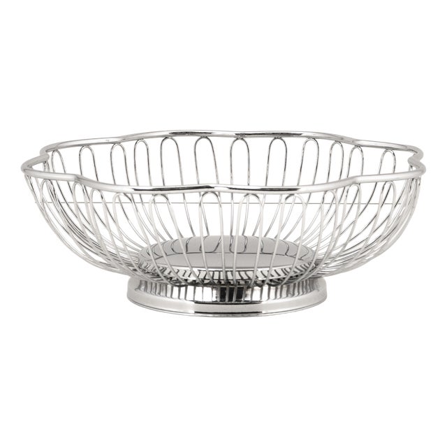 Mid-Century Modern Chrome Wire Basket, 1950s For Sale