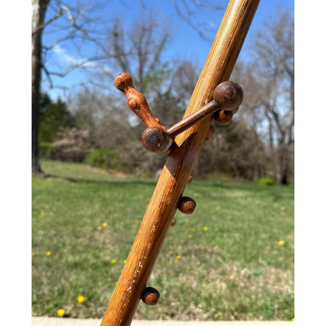 Wood Antique Oak Ball & Stick Easel: Victorian Eastlake Style For Sale - Image 7 of 10