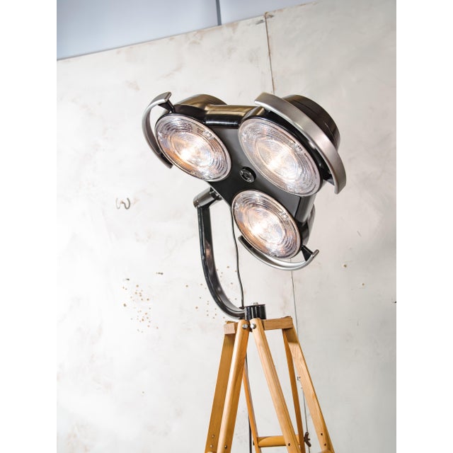 Black Hospital 3-Way Floor Lamp on Wooden Tripod, 2000s For Sale - Image 15 of 18