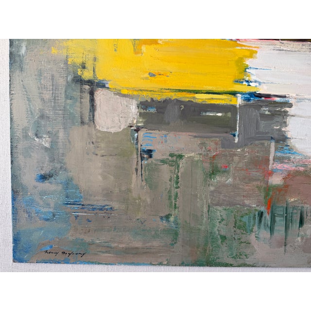 1980s Abstract Oil Painting of Train Passing Through the Marshes in Scarborough, Maine. Large, on Panel. For Sale - Image 9 of 11