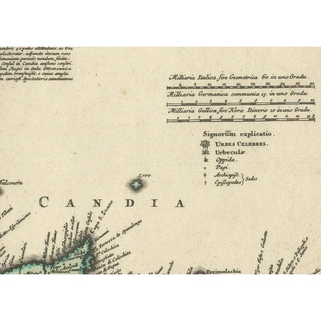 Map of Engraving Crete, Candia and Aegean Islands from Homann Heirs, 1749 For Sale - Image 3 of 10