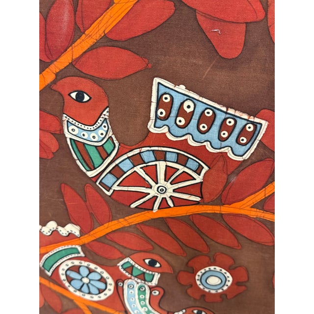 Red Amos Amit Signed Three-Panel Framed Batik, Circa 1982 For Sale - Image 8 of 12