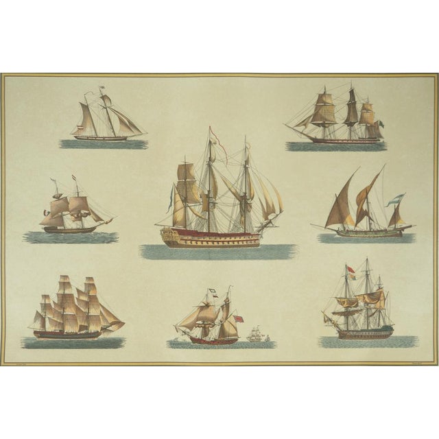 CIMERA Ships of Yesteryear Antique Map (Color Reproduction) On laid paper, 74 x 55 cm (approx. 29 x 22 inches) Very good...