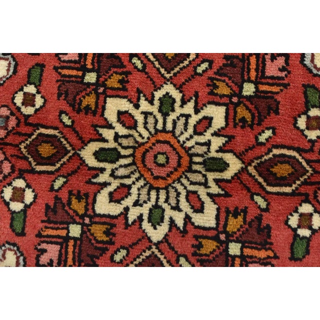 Textile Hamedan Rug 3'5'' X 5' Ivory Wool Vintage Tribal Hand-Knotted Oriental Carpet For Sale - Image 7 of 12