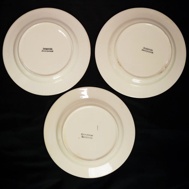 Czech Plates Hand Painted 1920s-Set of Three For Sale In Phoenix - Image 6 of 7